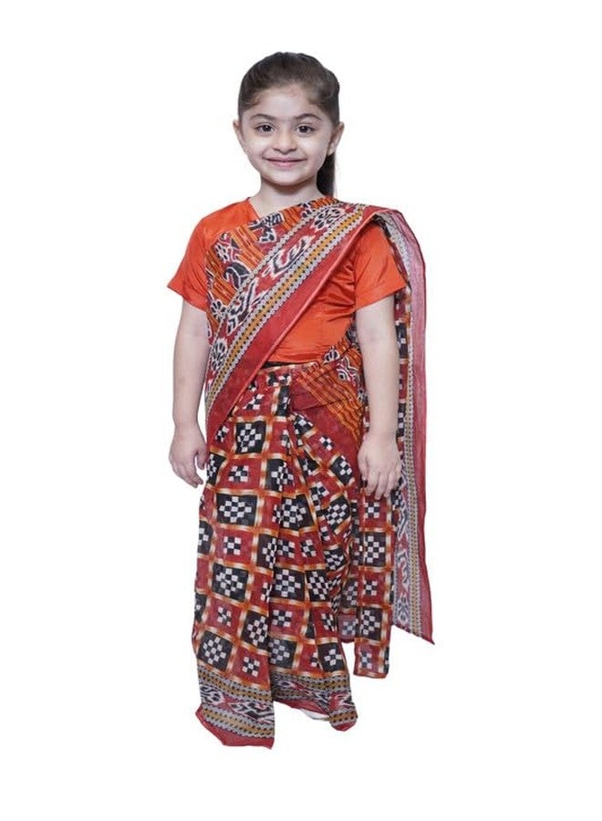 كاكو فانسي دريسيس زي رقص سامبالبوري للأطفال من كاكو فانسي دريسز، زي رقص شعبي تقليدي للمناسبات المدرسية - أسود/أحمر، 7-8 سنوات، للبنات - Image 1